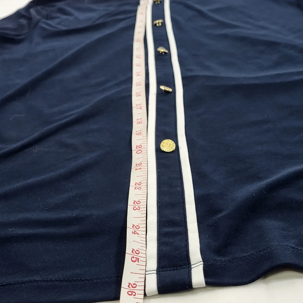 Anne Klein Navy Blue Tunic Top Women’s Medium Long Sleeve Scoop Neck Blouse - Picture 8 of 14